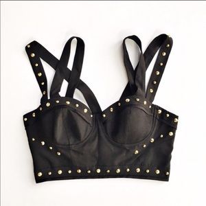 Marciano black studded corset bustier